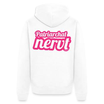 Patriarchat nervt — Feministische Botschaft - Unisex Premium Bio Zip Hoodie - Weiß - Hinten - Thijin (182cm)