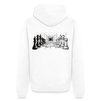 Schach Strategie – Endlose Perspektive - Unisex Premium Bio Zip Hoodie - Weiß - Hinten - Thijin (182cm)