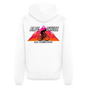 Alpe d'Huez Allez Le Double Exploit - Veste à capuche bio Premium Unisexe - blanc - Dos - Thijin (182cm)