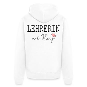 Lehrerin mit Herz - Unisex Premium Bio Zip Hoodie - Weiß - Hinten - Thijin (182cm)