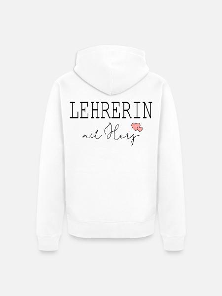 Lehrerin mit Herz - Unisex Premium Bio Zip Hoodie - Weiß