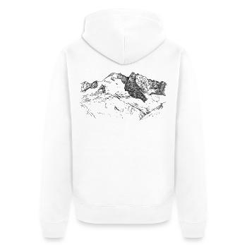 Olperer Zillertaler Tirol Alps Summit Design - Unisex Premium Organic Zip Hoodie - white - Back - Thijin (182cm)