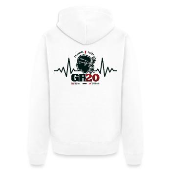 GR20 randonnée Corse trekking - Veste à capuche bio Premium Unisexe - blanc - Dos - Thijin (182cm)
