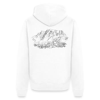 Zugspitze Silhouette | Wetterstein-Gebirge Gipfel - Unisex Premium Bio Zip Hoodie - Weiß - Hinten - Thijin (182cm)