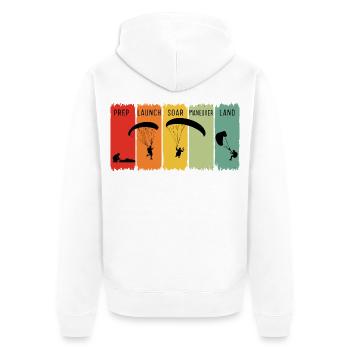 Retro-Paragliding-Schritte starten Soar Land Geschenk - Unisex Premium Bio Zip Hoodie - Weiß - Hinten - Thijin (182cm)