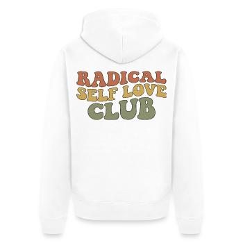 Radical Self Love Club - Unisex Premium Bio Zip Hoodie - Weiß - Hinten - Thijin (182cm)