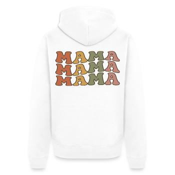 Retro Mama in warmen Tönen - Unisex Premium Bio Zip Hoodie - Weiß - Hinten - Thijin (182cm)