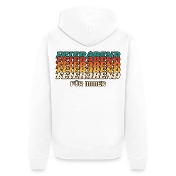 Feierabend für immer - Retro Schrift - Unisex Premium Bio Zip Hoodie - Weiß - Hinten - Thijin (182cm)