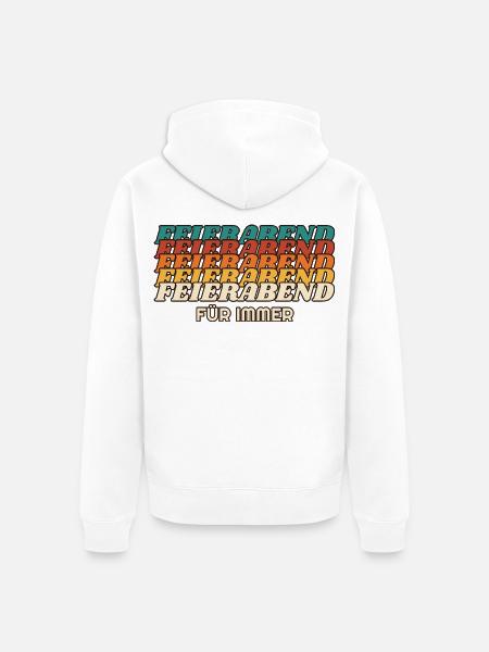 Feierabend für immer - Retro Schrift - Unisex Premium Bio Zip Hoodie - Weiß