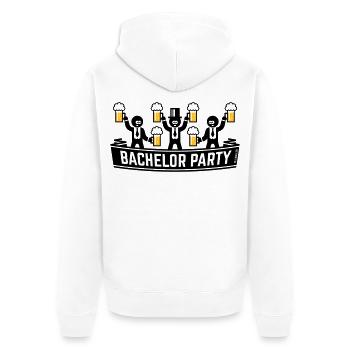 Junggesellenabschied (Junggesellenabschied / Bierkrüge / POS 2C) - Unisex Premium Bio Zip Hoodie - Weiß - Hinten - Thijin (182cm)