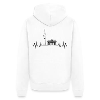 Berlin Herzschlag Design Fernsehturm und Brandenbu - Unisex Premium Bio Zip Hoodie - Weiß - Hinten - Thijin (182cm)