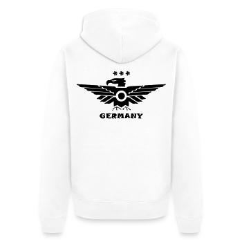 Adler Deutschland Germany schwarz black - Unisex Premium Bio Zip Hoodie - Weiß - Hinten - Thijin (182cm)