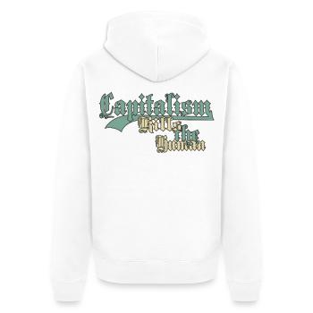 Le capitalisme tue l’humain - Veste à capuche bio Premium Unisexe - blanc - Dos - Thijin (182cm)