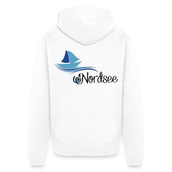 North Sea design with sailboat - Unisex Premium Organic Zip Hoodie - white - Back - Thijin (182cm)