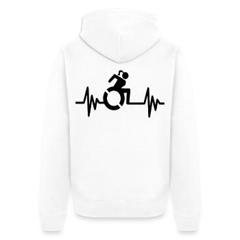 Herzfrequenz-Rollstuhl für Frauen * - Unisex Premium Bio Zip Hoodie - Weiß - Hinten - Thijin (182cm)