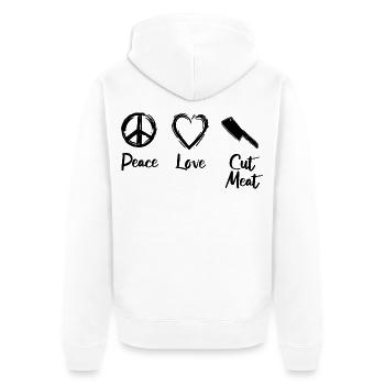 Fleischer Motivation - Unisex Premium Bio Zip Hoodie - Weiß - Hinten - Thijin (182cm)