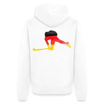 Hockey Germany - Unisex Premium Organic Zip Hoodie - white - Back - Thijin (182cm)