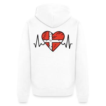 Denmark Heartbeat Line Danish Flag Love Design - Unisex Premium Organic Zip Hoodie - white - Back - Thijin (182cm)