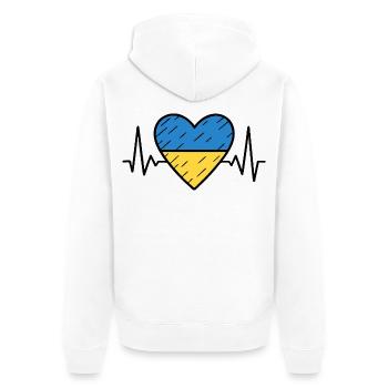 Ukraine Heartbeat Ligne Drapeau Amour Voyage Design - Veste à capuche bio Premium Unisexe - blanc - Dos - Thijin (182cm)