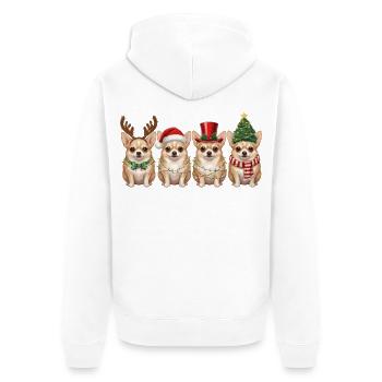 Chihuahua Weihnachtsmann Weihnachtsbeleuchtung - Unisex Premium Bio Zip Hoodie - Weiß - Hinten - Thijin (182cm)