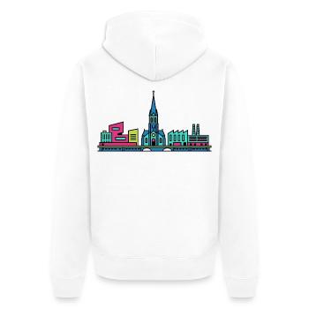 Silhouette de la ville de Tilburg Église Saint-Joseph Art - Veste à capuche bio Premium Unisexe - blanc - Dos - Thijin (182cm)