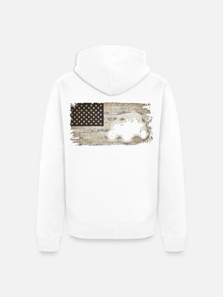 Rugged Flag Offroad-Flucht - Unisex Premium Bio Zip Hoodie - Weiß