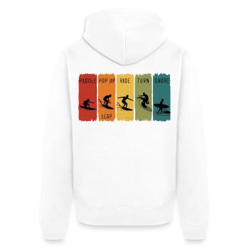 Retro-Surf-Stufen Paddel-Pop-up-Fahrt Ufer - Unisex Premium Bio Zip Hoodie - Weiß - Hinten - Thijin (182cm)