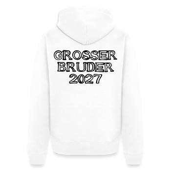 Großer Bruder 2027 Schriftzug handgezeichnet - Unisex Premium Bio Zip Hoodie - Weiß - Hinten - Thijin (182cm)