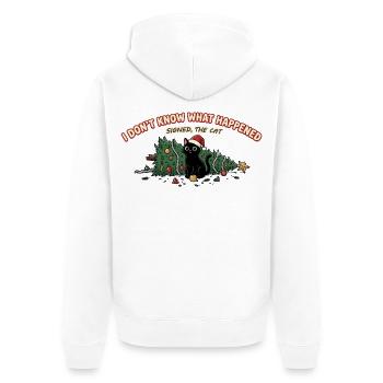 Weihnachtskatze Baum umgeworfen Lustiger Spruch - Unisex Premium Bio Zip Hoodie - Weiß - Hinten - Thijin (182cm)