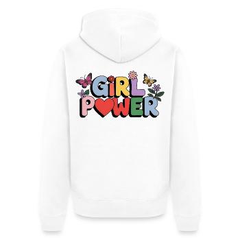Girl Power Bloom Letters - Unisex Premium Organic Zip Hoodie - white - Back - Thijin (182cm)