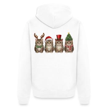 Getigerte Katze Weihnachtsmann Weihnachten  - Unisex Premium Bio Zip Hoodie - Weiß - Hinten - Thijin (182cm)