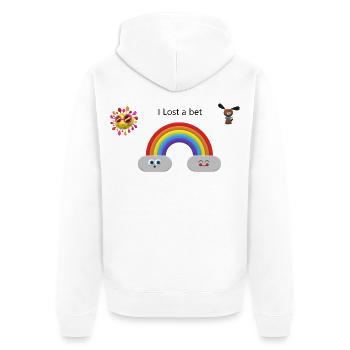 Eine Wette verloren - Unisex Premium Bio Zip Hoodie - Weiß - Hinten - Thijin (182cm)