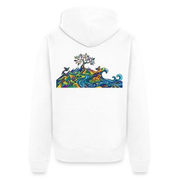 Fantasievolles Farbenspiel Natur Panorama Motiv - Unisex Premium Bio Zip Hoodie - Weiß - Hinten - Thijin (182cm)