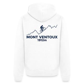 Mont Ventoux Elevation Profile Tee - Unisex Premium Organic Zip Hoodie - white - Back - Thijin (182cm)