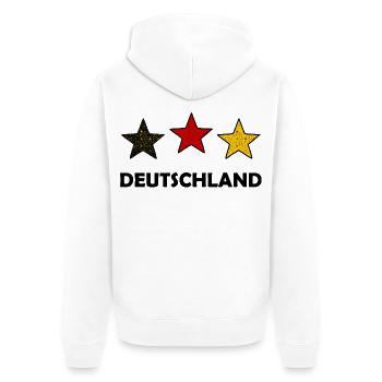 Drei farbige Sterne Deutschland - Unisex Premium Bio Zip Hoodie - Weiß - Hinten - Thijin (182cm)