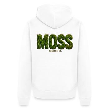 MOSS – Growing Inside Me | Botanical pun - Unisex Premium Organic Zip Hoodie - white - Back - Thijin (182cm)