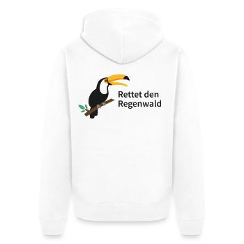 Rettet den Regenwald  - Unisex Premium Bio Zip Hoodie - Weiß - Hinten - Thijin (182cm)