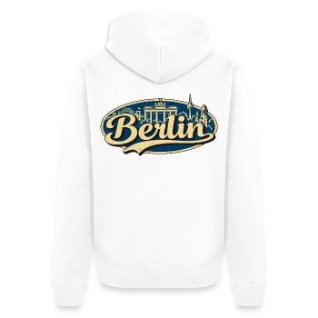 Berlin Vintage Stadtmotiv - Unisex Premium Bio Zip Hoodie - Weiß - Hinten - Thijin (182cm)