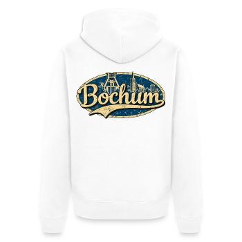 Bochum Vintage Stadtmotiv - Unisex Premium Bio Zip Hoodie - Weiß - Hinten - Thijin (182cm)