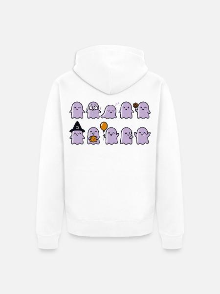 Cute Halloween Ghosts Pattern - Unisex Premium Bio Zip Hoodie - Weiß