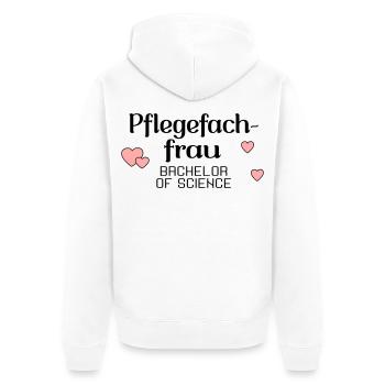 Bachelorstudium Pflege - Abschluss Pflegefachfrau - Unisex Premium Bio Zip Hoodie - Weiß - Hinten - Thijin (182cm)