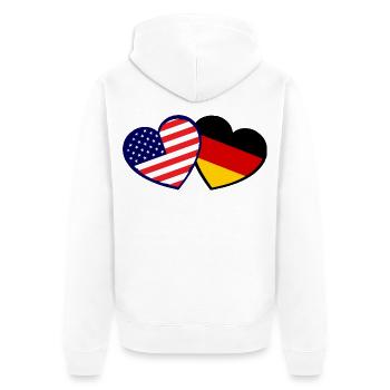 Double Nations Heart USA-Germany - Unisex Premium Organic Zip Hoodie - white - Back - Thijin (182cm)