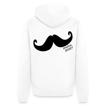 Baby Papa 2027 Schnurrbart - Unisex Premium Bio Zip Hoodie - Weiß - Hinten - Thijin (182cm)