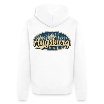 Augsburg Vintage Stadtmotiv - Unisex Premium Bio Zip Hoodie - Weiß - Hinten - Thijin (182cm)