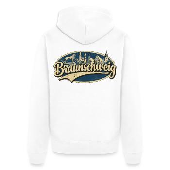Braunschweig Vintage Stadtmotiv - Unisex Premium Bio Zip Hoodie - Weiß - Hinten - Thijin (182cm)