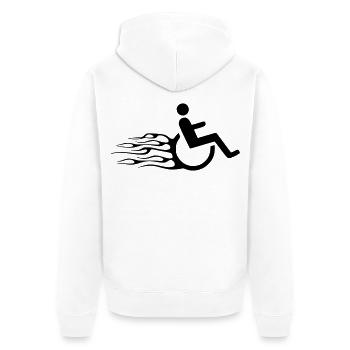 Rollstuhlfahrer mit Flammen # - Unisex Premium Bio Zip Hoodie - Weiß - Hinten - Thijin (182cm)