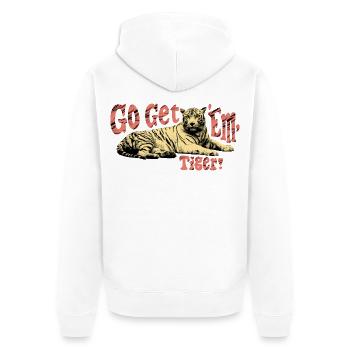 Go Get 'Em, Tiger! – Motivations-Tiger - Unisex Premium Bio Zip Hoodie - Weiß - Hinten - Thijin (182cm)