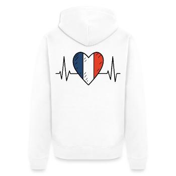 Frankreich Heartbeat Line Französische Flagge Liebe Design - Unisex Premium Bio Zip Hoodie - Weiß - Hinten - Thijin (182cm)