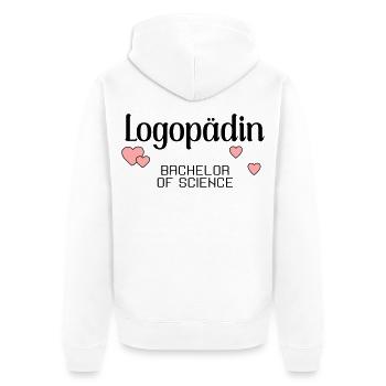 Bachelorstudium Logopädie Logopädin - Unisex Premium Bio Zip Hoodie - Weiß - Hinten - Thijin (182cm)