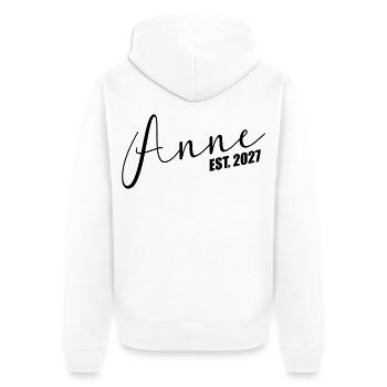 Türkische Mama Anne 2027 - Unisex Premium Bio Zip Hoodie - Weiß - Hinten - Thijin (182cm)